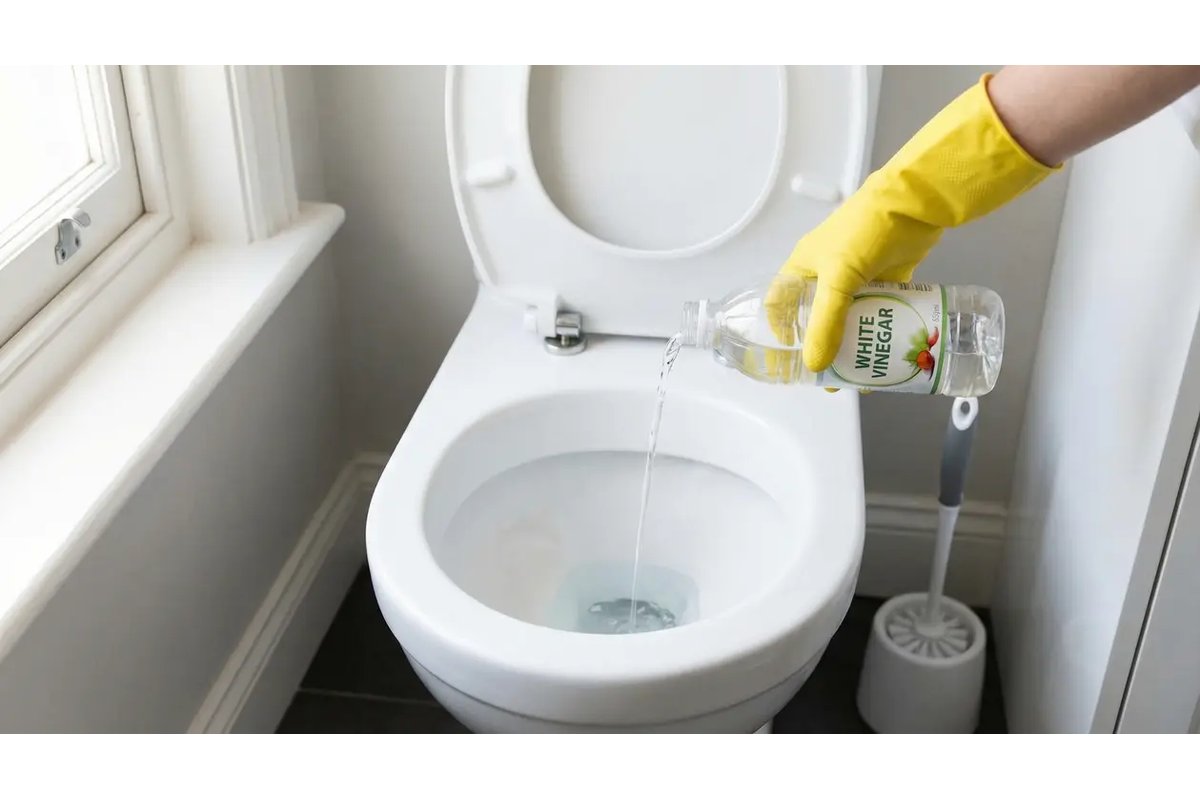 Pulizia della maniglia della porta del bagno con un panno imbevuto di aceto.